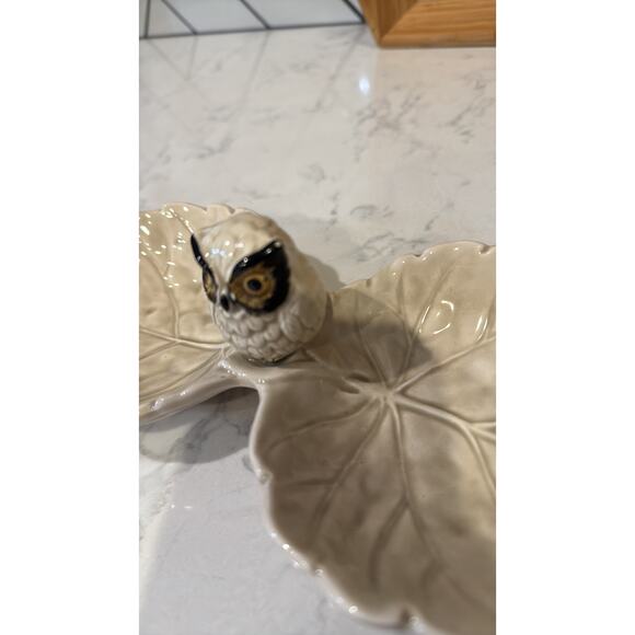 vintage Otagiri owl leaf design relish or snack tray trinket bowl mid century - Picture 6 of 11